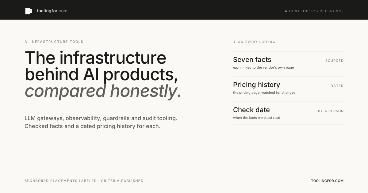 AI infrastructure tools, compared honestly · toolingfor.com